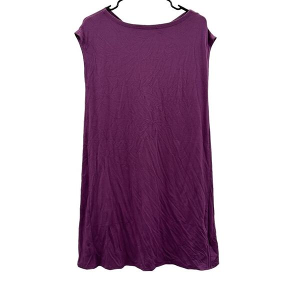 Eileen Fisher Purple Bateau Neck Twist Back Shift Jersey Stretch Dress Size XS - Picture 2 of 10